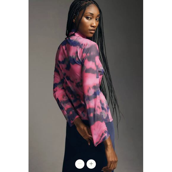 ANTHROPOLOGIE Mesh Colorful Turtleneck Top Blouse  // M - Picture 10 of 11